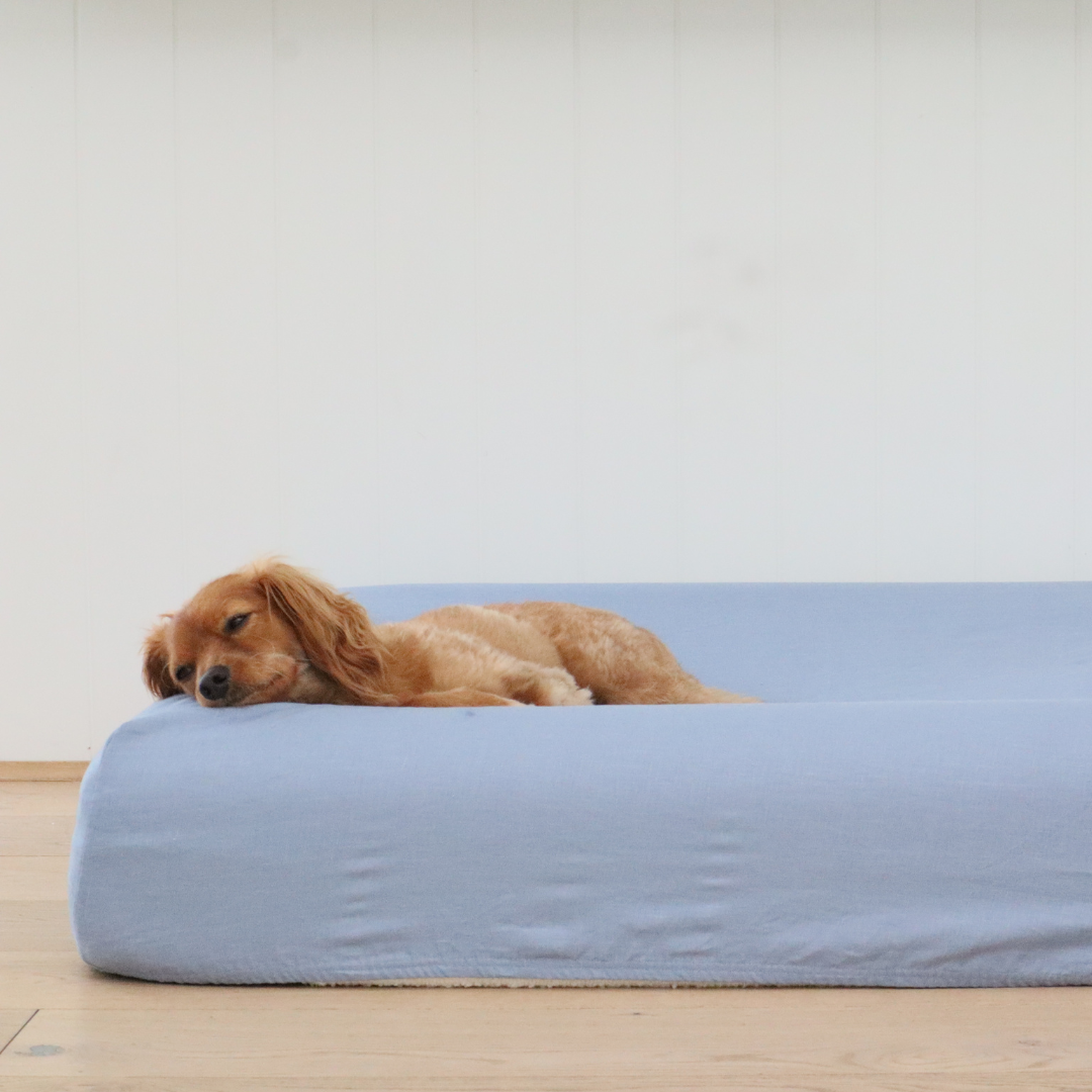 Linen dog bed cover