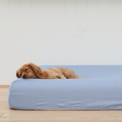 Linen dog bed cover